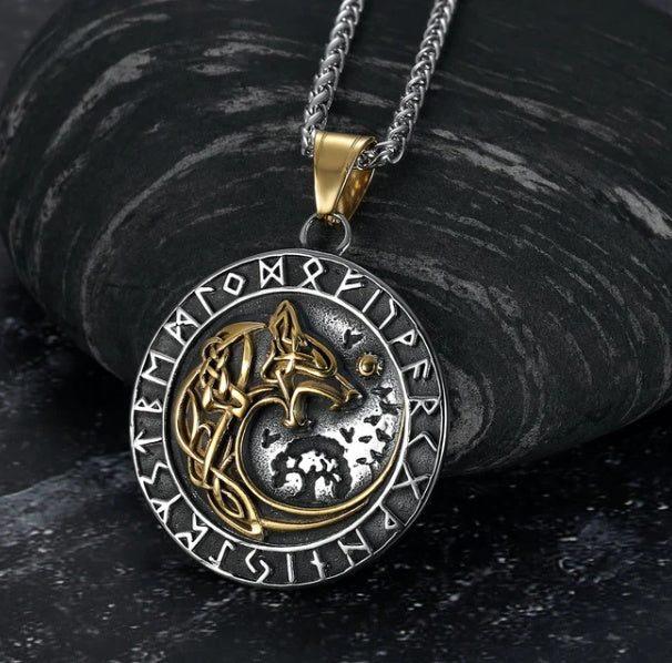 Vintage Nordic Rune Necklaces For Men (Stainless Steel)